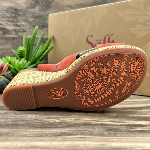 NIB Sofft Casidy Coral Suede Platform Wedge Sandal - Picture 10 of 12